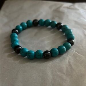 Turquoise and Black Beaded Bracelet